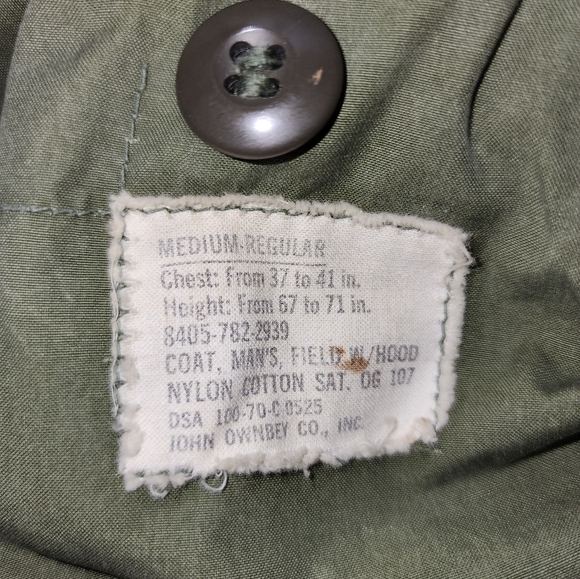 VINTAGE US MILITARY M-65 FIELD JACKET OG 107 OLIVE GREEN SIZE MEDIUM IS USED - Picture 8 of 16